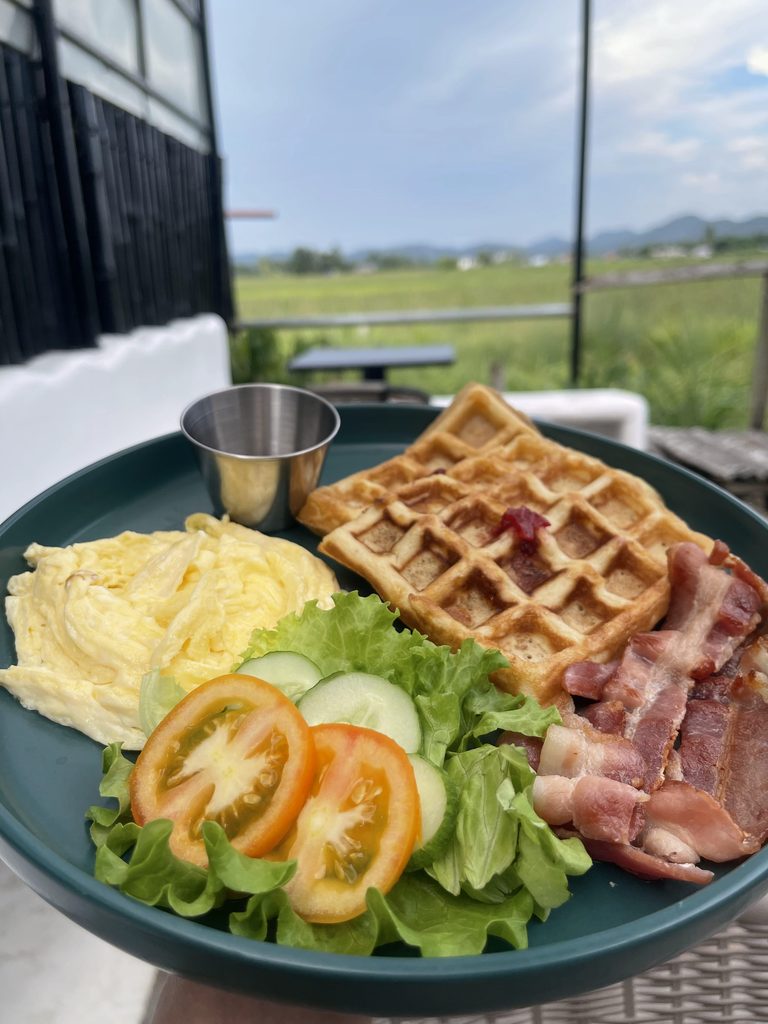 Waffle and bacon snacks at Arbs Co&Co