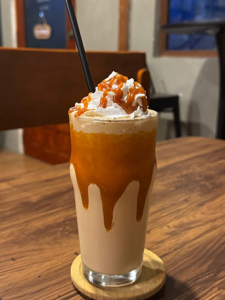 caramel macchiato frappe served at Arbs Co&Co