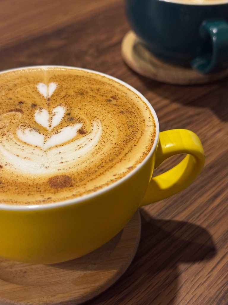Latte with latte art at Arbs Co&Co